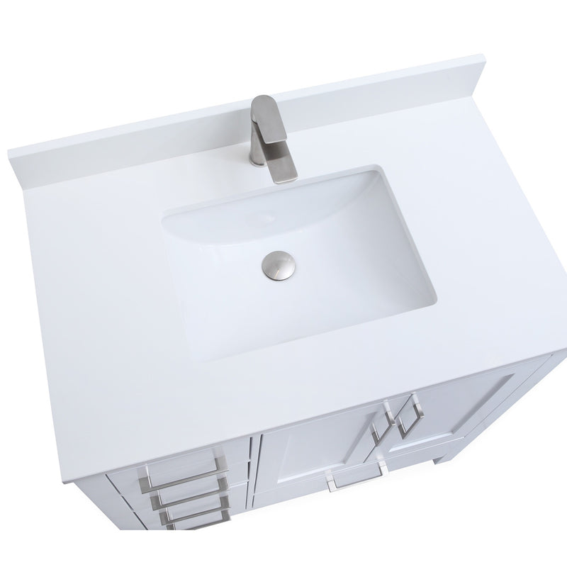 Elle 36", Remy Bath Premium Collection Silk White Bathroom Vanity - ML1836L