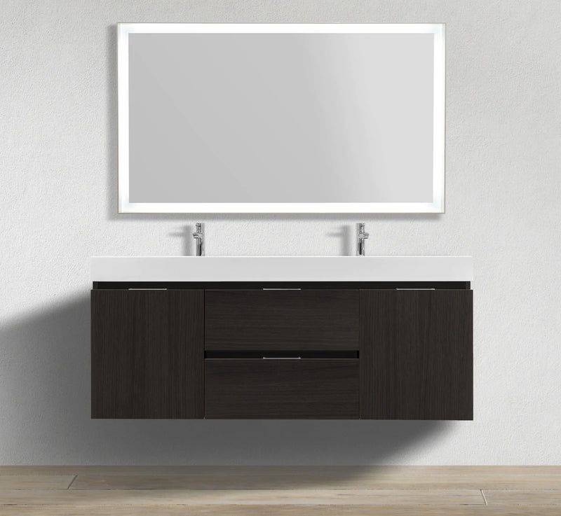 55 inch grey oak wall mounted bathroom vanity
