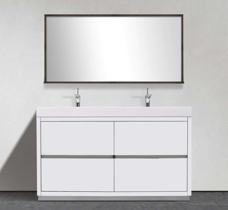 55" Linden Modern Freestanding Bathroom Vanity White Lacquer