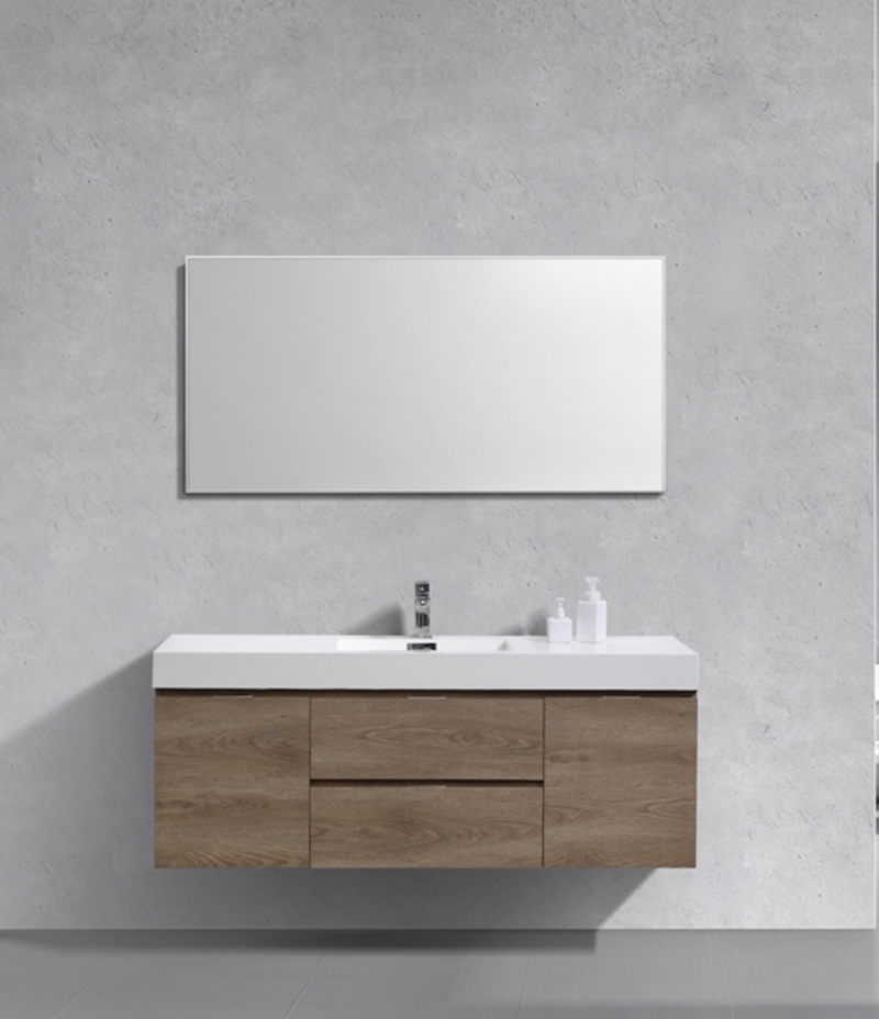 0" Drake single sink light walnut wall mount bathroom vanity