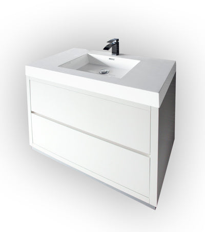 36" Demy Gloss White Bathroom Vanity