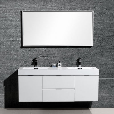 60" Drake Gloss White Double Sink Bathroom Vanity