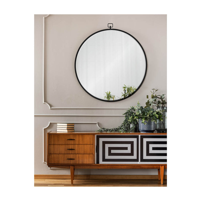 Raden 36", Round Metal Mirror Matte Black - TM725463