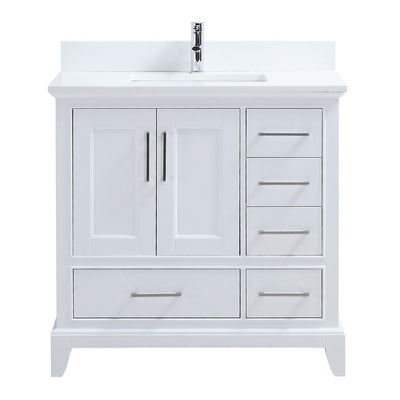 Adele 36", RemyBath Premium Collection Silk White Bathroom Vanity, Center Sink - AD2536SW