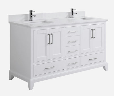 Adele 60", RemyBath Premium Collection Silk White Double Bathroom Vanity - AD2560SW