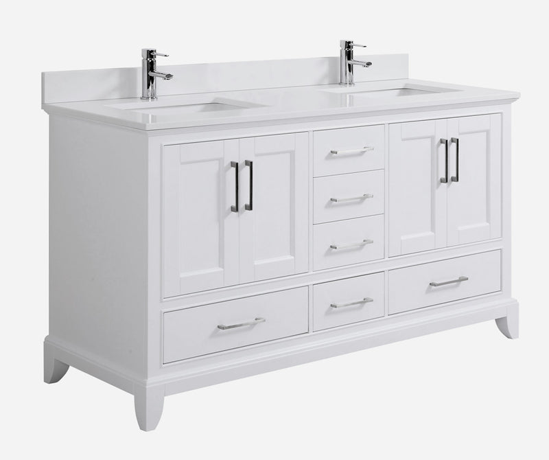 Adele 60", RemyBath Premium Collection Silk White Double Bathroom Vanity - AD2560SW