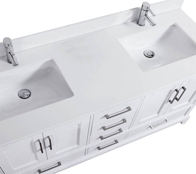 72" Adele Silk White Double Sink Bathroom Vanity