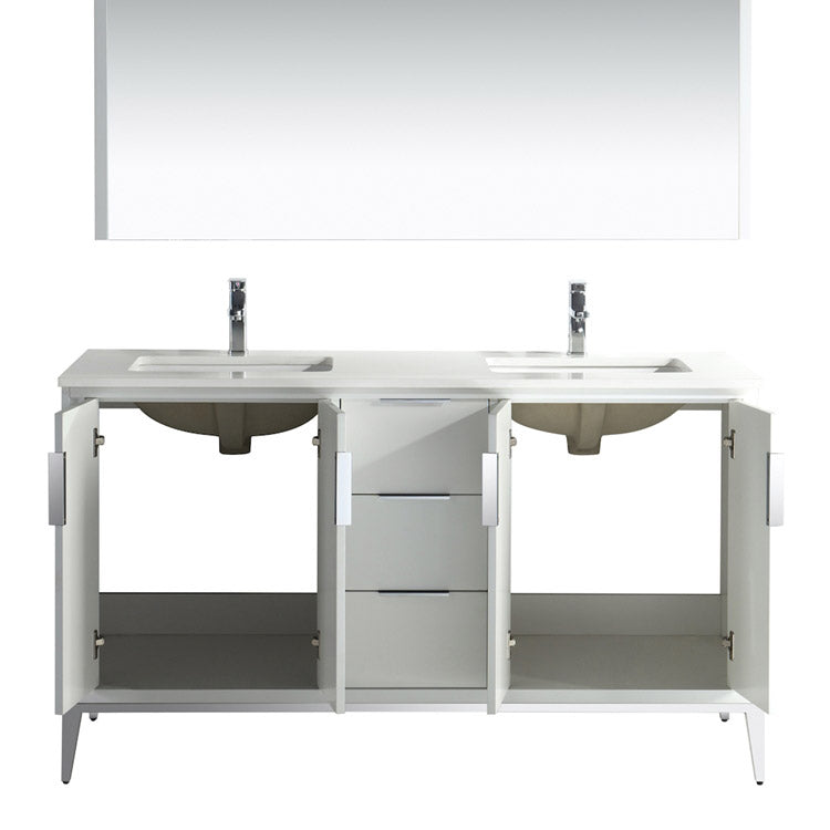60" Ariana White Lacquer Double sink Bathroom Vanity