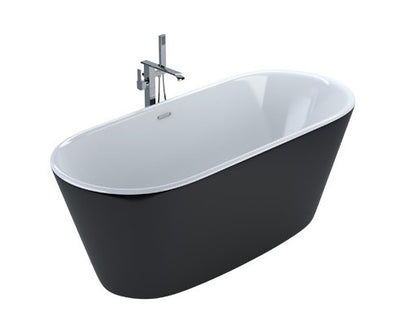 59" Celia Black & White Free Standing Bathtub with Adjustable Leveling Feet