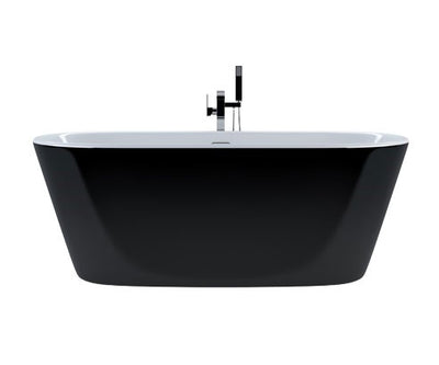 59" Celia Black & White Free Standing Bathtub with Adjustable Leveling Feet