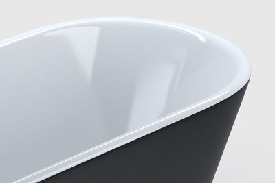 59" Celia Black & White Free Standing Bathtub with Adjustable Leveling Feet