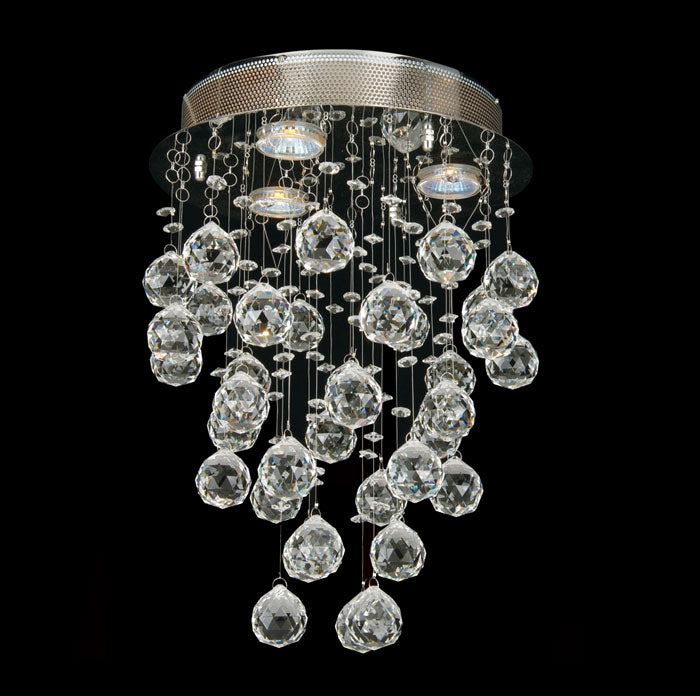3 Light Flash Mount Fixture with Crystals 12"x20"H