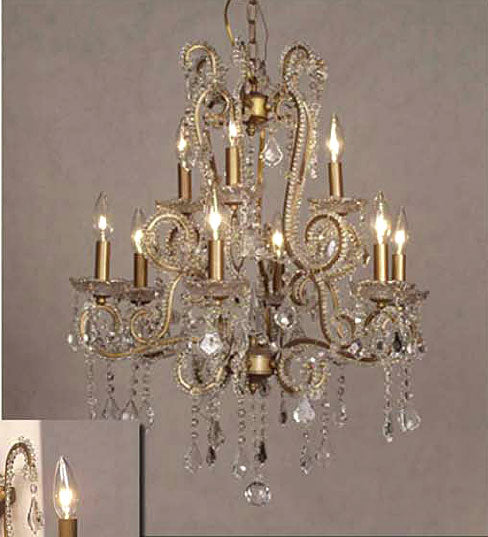 9 Light Crystal Chandelier - 24"x28"H