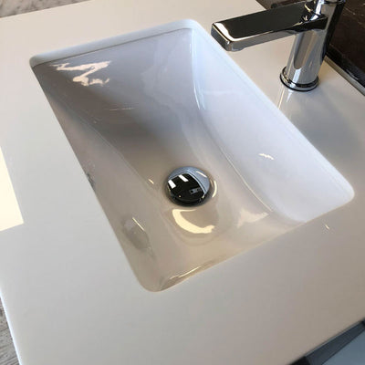 Pure White Quartz top with Undermount Porcelain Sink