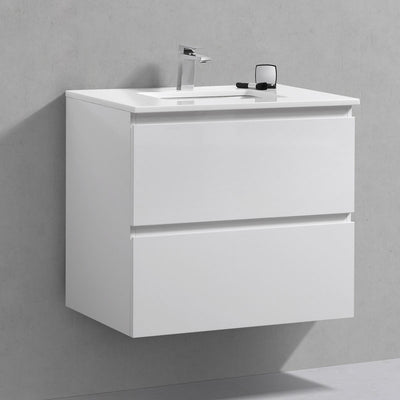30" Liam Gloss White Wall Mounted Bathroom Vanity