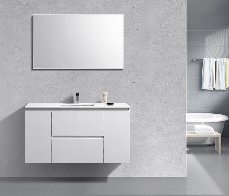 48" Liam Gloss White Wall Mount Bathroom Vanity