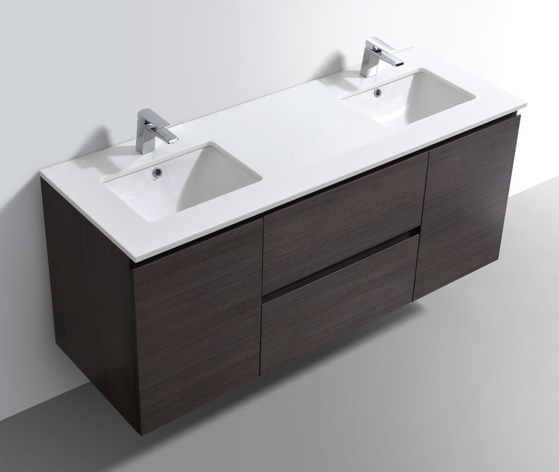 Liam 60", Remy Bath Double Sink Vanity with White Quartz Top - LM1060D