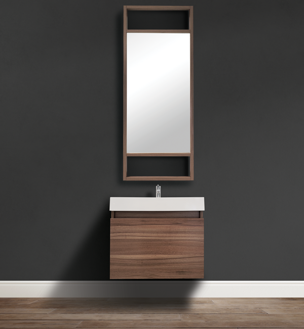 23.50" Wanut Wall Mounted Bathroom Vanity