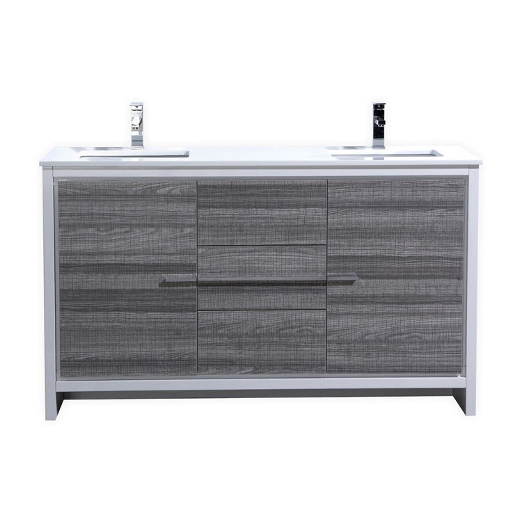 Adriano 60" Ash Grey Double Sink Vanity