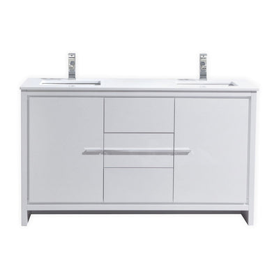 Adriano 60" Gloss White Double Sink Vanity