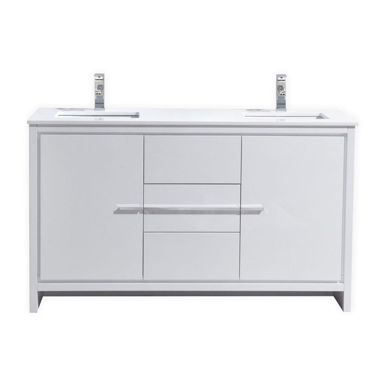 Adriano 60" Gloss White Double Sink Vanity