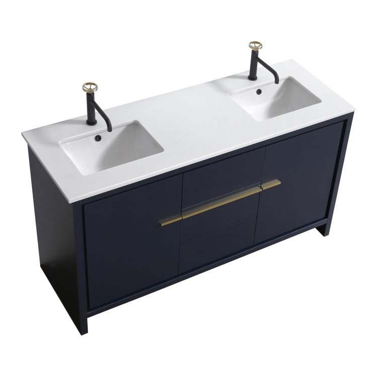 Adriano 60" Midnight Blue Double Sink Vanity