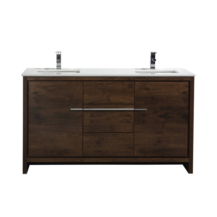 Adriano 60" Rose Wood Double Sink Vanity