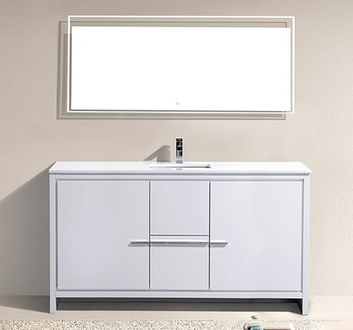Adriano 60" Gloss White Single Sink Vanity