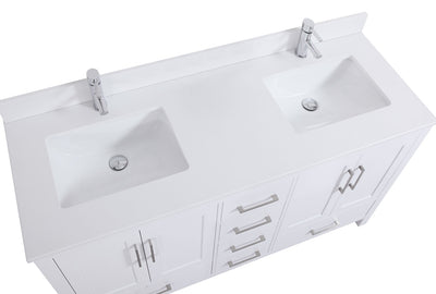72" Elle Silk White Double Sink Bathroom Vanity