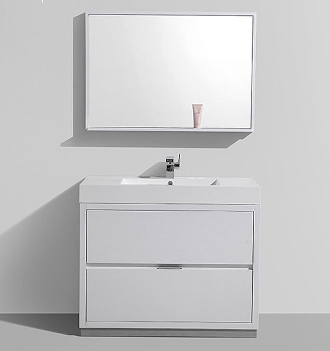 39" Linden Freestanding Gloss White Bathroom Vanity