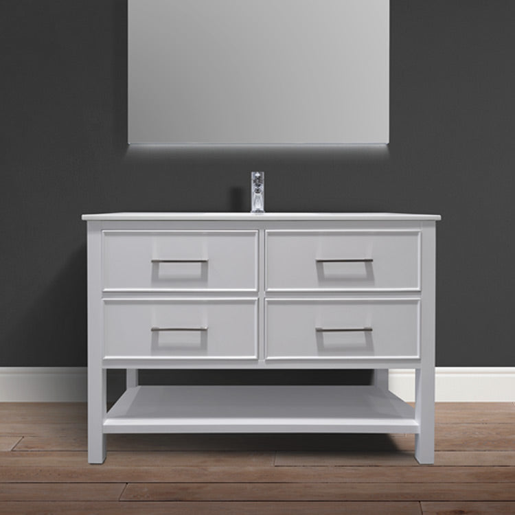 48" Newport White Bathroom Vanity