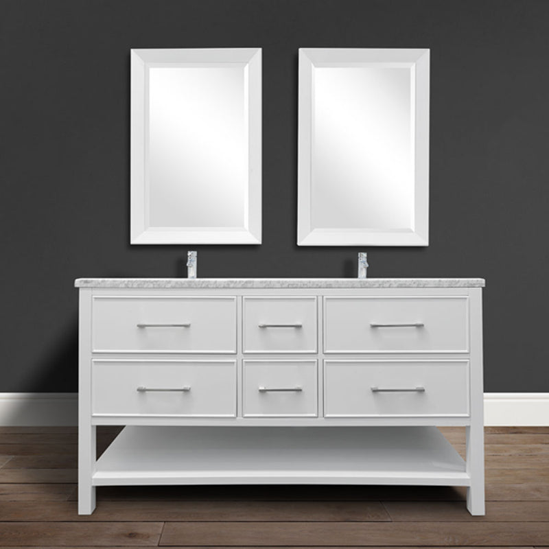 60" Newport White Double sink Bathroom Vanity