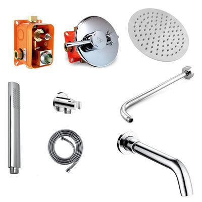 Shower Set w/ 8" Round Rain Shower and Handheld & Tub Filler