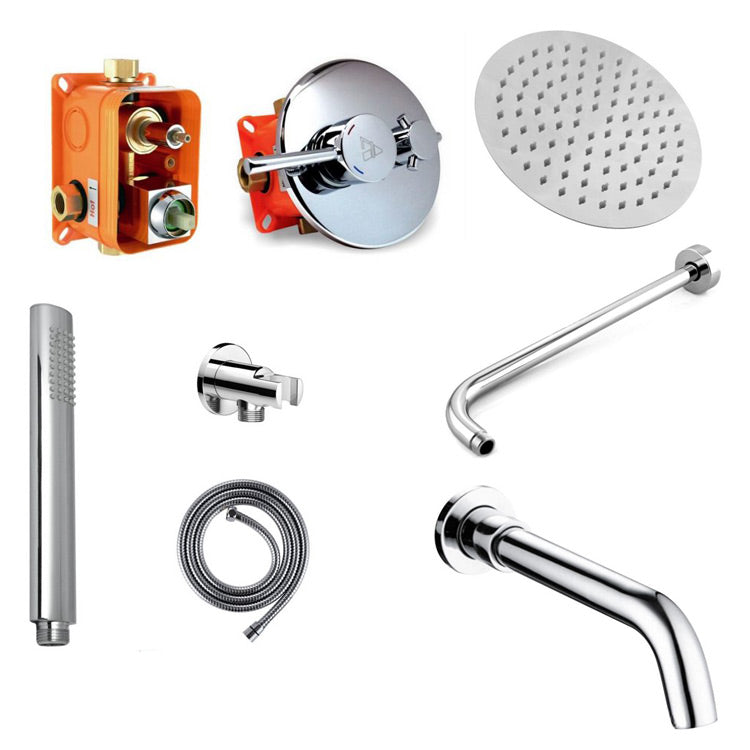 Shower Set w/ 8" Round Rain Shower and Handheld & Tub Filler