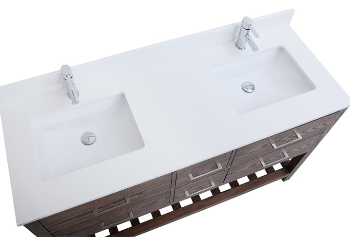 Ramsey 60" English Walnut Double Sink Bathroom Vanity
