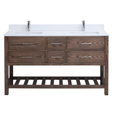 Ramsey 60" English Walnut Double Sink Bathroom Vanity