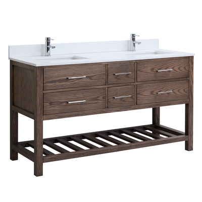 Ramsey 60" English Walnut Double Sink Bathroom Vanity