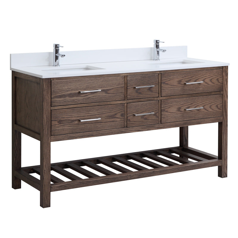Ramsey 60" English Walnut Double Sink Bathroom Vanity