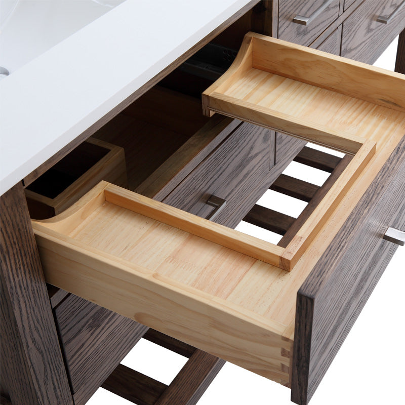 Ramsey 60" English Walnut Double Sink Bathroom Vanity