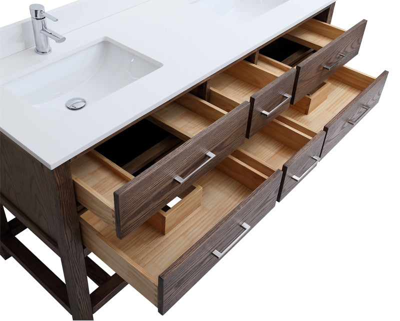 Ramsey 60" English Walnut Double Sink Bathroom Vanity
