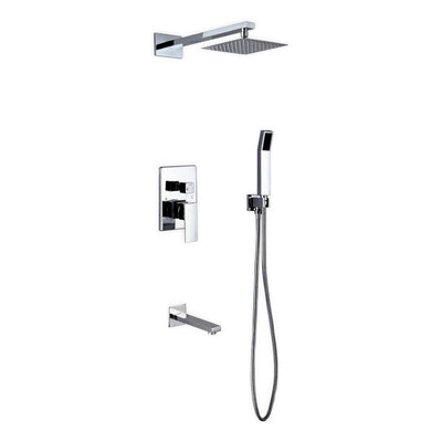 Shower Set w/ 8" Square Rain Shower, Handheld & Tub Filler