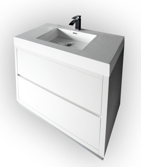 40" Demy Gloss White Free Standing Bathroom Vanity