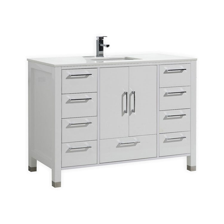 48" Madison Gloss White Bathroom Vanity