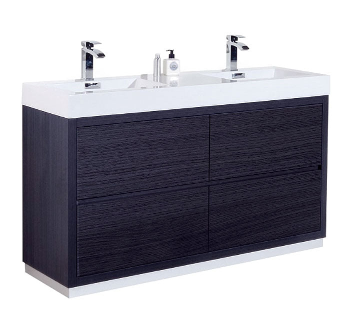 60" Demy Grey Oak Double Sink Bathroom Vanity