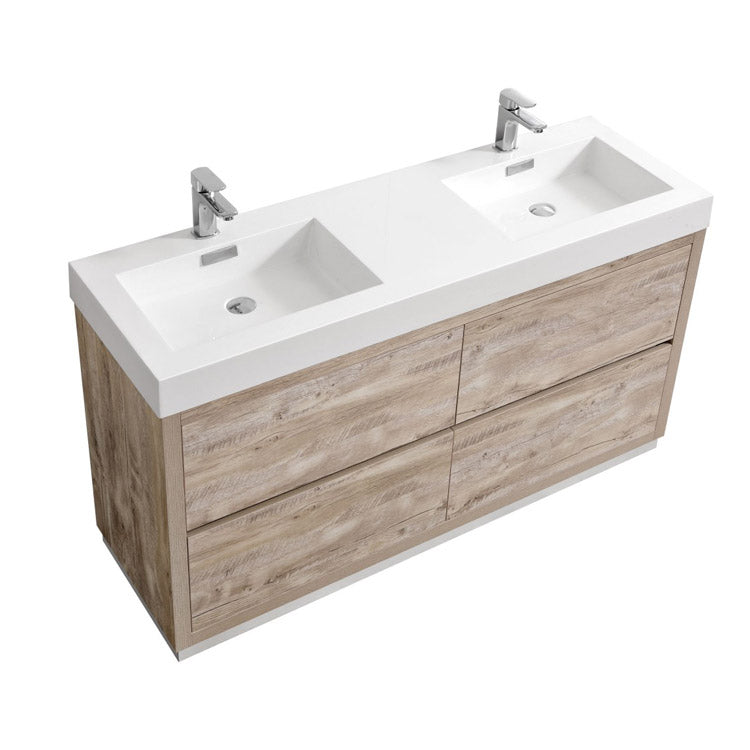 60" Demy Nature Wood Double Sink Bathroom Vanity