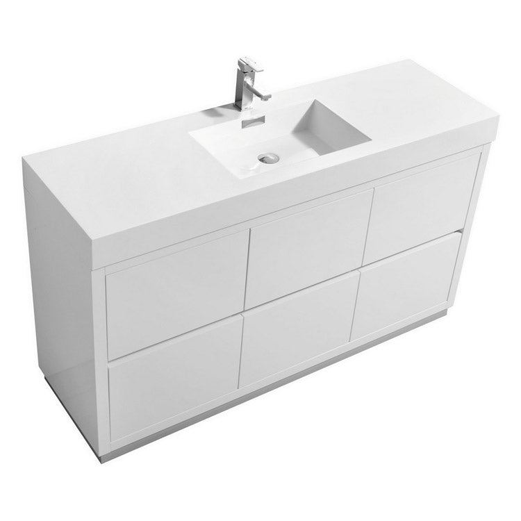 60" Demy Gloss White Single Sink Vanity