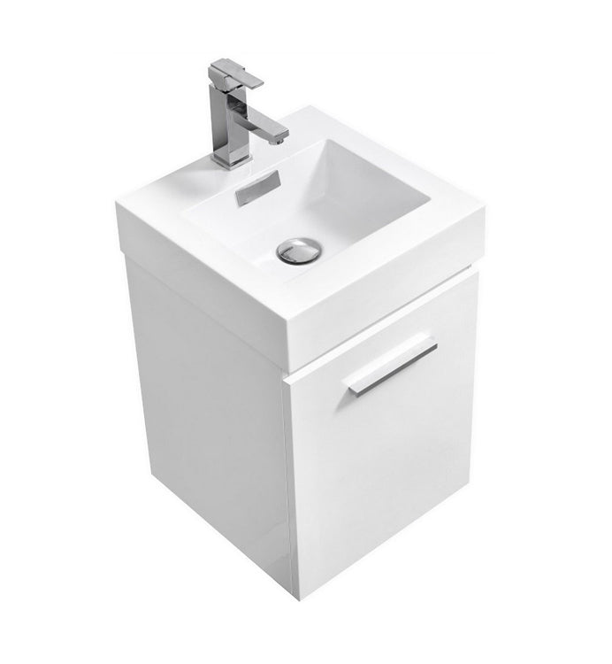 16" Drake Gloss White Wall Mount Bathroom Vanity