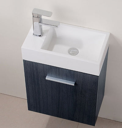 18" Drake Grey Oak Wall Mount Bathroom Vanity