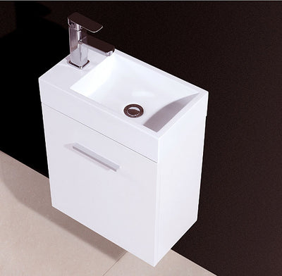 18" Drake Gloss White Wall Mount Bathroom Vanity