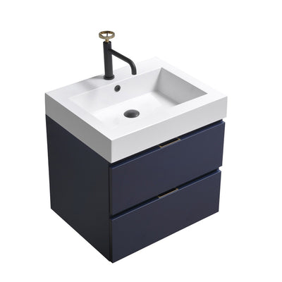 24" Drake Midnight Blue Wall Mount Bathroom Vanity